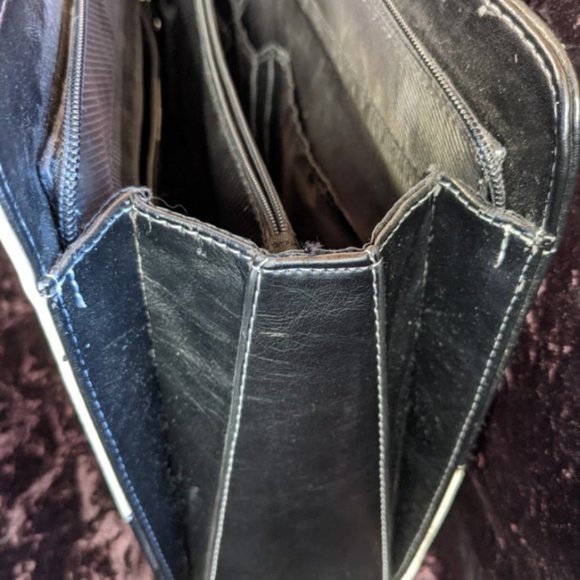 Flora Louis Leather Checkerboard Handbag Purse Excellent Black & White, Timeless - Picture 16 of 16